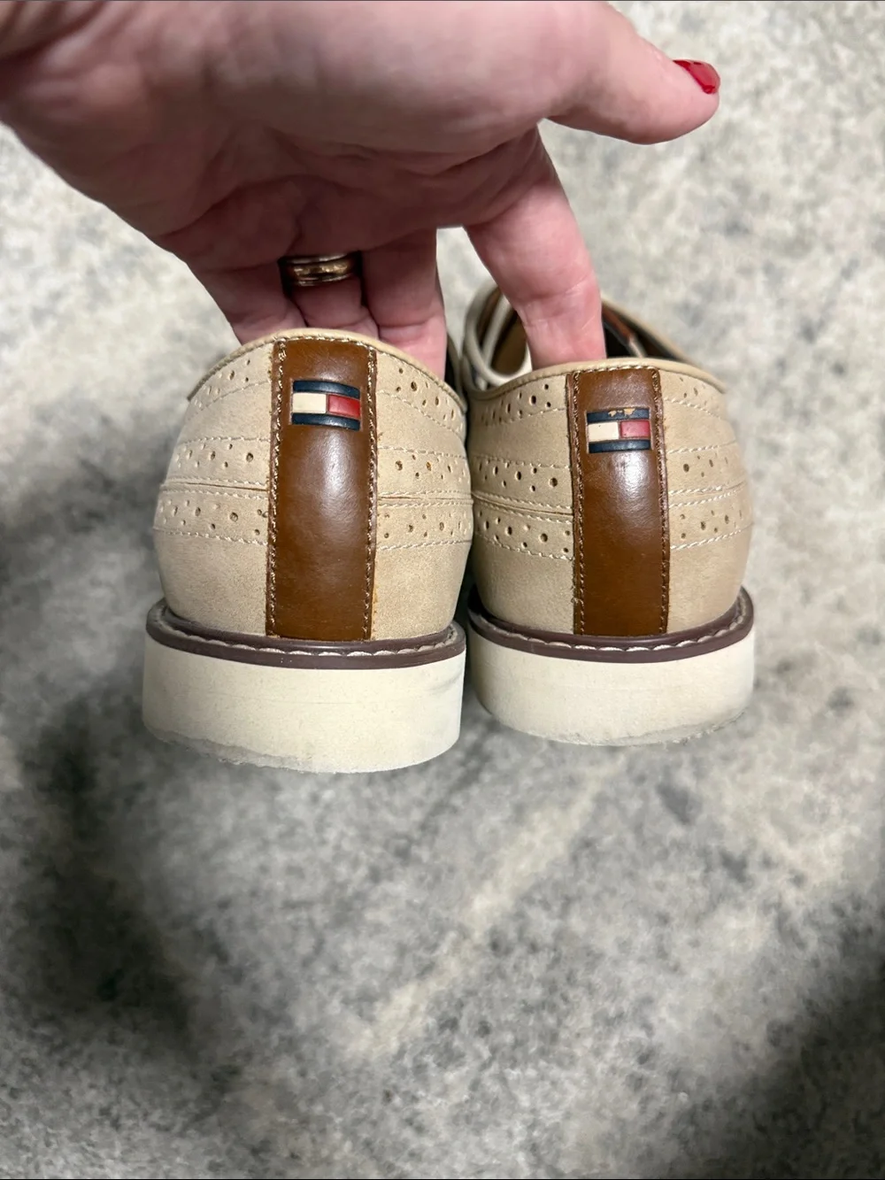 Tommy Hilfiger Beige Wingtip Derby Shoes